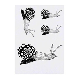 4 x 'Jazzy Snail' Temporary Tattoos - Water Resistant, Skin-Safe, Non-Toxic Transfers, Mixed Sizes (TO00005583)