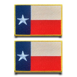 2 Pcs Texas Gold Large-Size Flag Patch Embroidered Fastener Iron On Sew On Applique Emblem Tactical Military Patches for Clothes,Jeans,Hats,Backpacks,Jacket,Vest,Bags,Caps