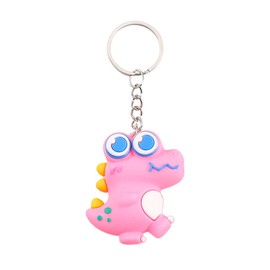 POYAMUSE Colorful Cartoon Dinosaur Keychain - Fun Novelty Dinosaur Charm Keyring for Boys Girls-C pink