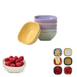 Set of 6 Multicolor Wheat Straw Plastic Bowls - Small Dip Bowls for Side Dish, Mini Prep Bowls, Ketchup, Soy, BBQ, Dessert Bowls (Multicolor)