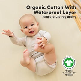 2-Pack Waterproof Crib Sheets for Girl, Boy - Organic Cotton 52X28 Fitted Crib Sheets Neutral, Crib Mattress Protector Sheets, Soft Toddler Bed Sheets, Washable Infant Fitted Baby Crib Sheets (Latte)