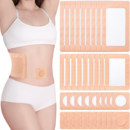 Geiserailie 120 Pcs Castor Oil Pack Wrap Kit Disposable Castor Oil Patches Self Adhesive Pads for Neck Belly Waist Stomach Knee Back Arm, Portable, Anti Massage Oil Leak, No Wash