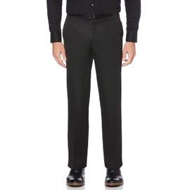 Perry Ellis Portfolio Men's Performance Dress Pant, Modern Fit, Non-Iron, Flat Front Stretch (Waist Size 30 - 42), Black, 42W x 30L