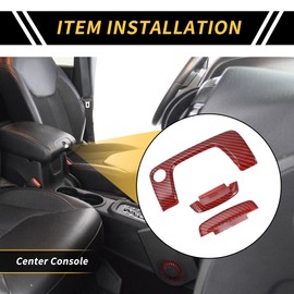 REPAIROCK 1 Set Center Console Armrest Switch Button Cover Trim for Jeep Wrangler JL JLU 2018-2024 Central Arm Rest Open Button Cover Sticker ABS Red