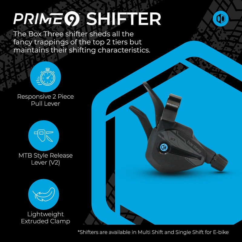 Box Three Prime 9 Wide Single Shift eBike Groupset: Unlock