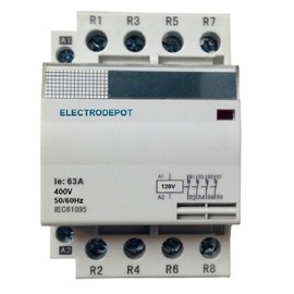4 Pole Lighting Contactor 120V, 60 Amp 4 Pole N/C Normally Closed 120VAC Coil, 40Amp Ac-3 Silent Operation