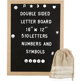 GBACHOOSE Felt Letter Board with 510 Letters, Numbers & Symbols, 12 x 16 inch Letter Board Sign with Canvas Bags for Message, Office, DIY and Home