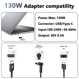 MAXPOR 130W USB C Laptop Charger for Dell XPS 15 17 9575 2in1 9500 9510 9520 9530 9710 9720 9730 Precision 5530 5750 5560 5550 5570 3551 3550; Relpacement for Dell Pro Max 14 16 MA14250 AC Adapter