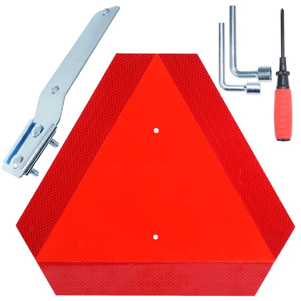 NIDAIFEI PVC Slow Moving Vehicle Sign with Mounting Bracket for