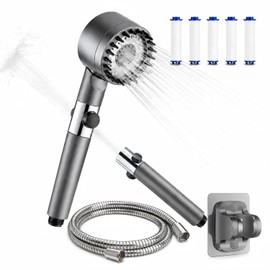 Cabezal de Ducha de Mano Con Filtro y Interruptor, Alta Presión y 4 Modos | Regadera de Telefono para ducha con filtro de Masaje, con soporte ajustabl