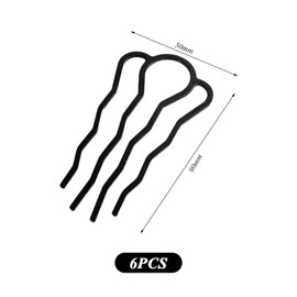 6 Pieces Four Toothed Hair Pin, Black Plastic Hairpin, Creative Hairpin, Classic Fashion Hair Accessories for Women, Simple U-Shaped Hairpin, Styling Headdress Hair Fork