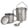 TOMSHOO Lightweight Titanium 3 Pieces Set Titanium 750ml Pot 350ml