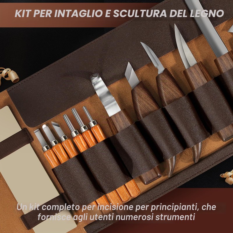17 Pezzi Kit di Coltelli per Intaglio del Legno, Strumenti