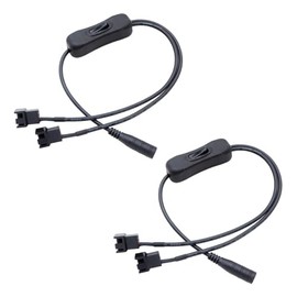 ThtRht 2 Pack DC Plug to PWM Fan Power Cable with ON OFF Switch DC 5.5mm x 2.1mm to 4 Pin 3 Pin PC Fan Adapter Splitter Connector for 12V Fan Power Supply Computer Fan Speed Controller Router Receiver