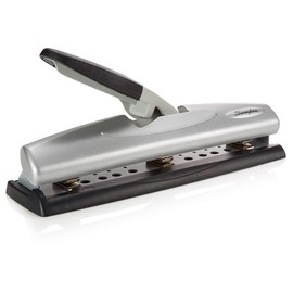 Swingline Hole Punch, Desktop Hole Puncher, 12 Sheet Punch Capacity, 2-3 Holes, Adjustable, LightTouch, Black/Silver (74026)
