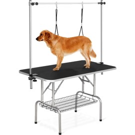 Professional Dog Pet Grooming Table Adjustable Heavy Duty Portable w/Arm & Noose & Mesh Tray (42", Black)