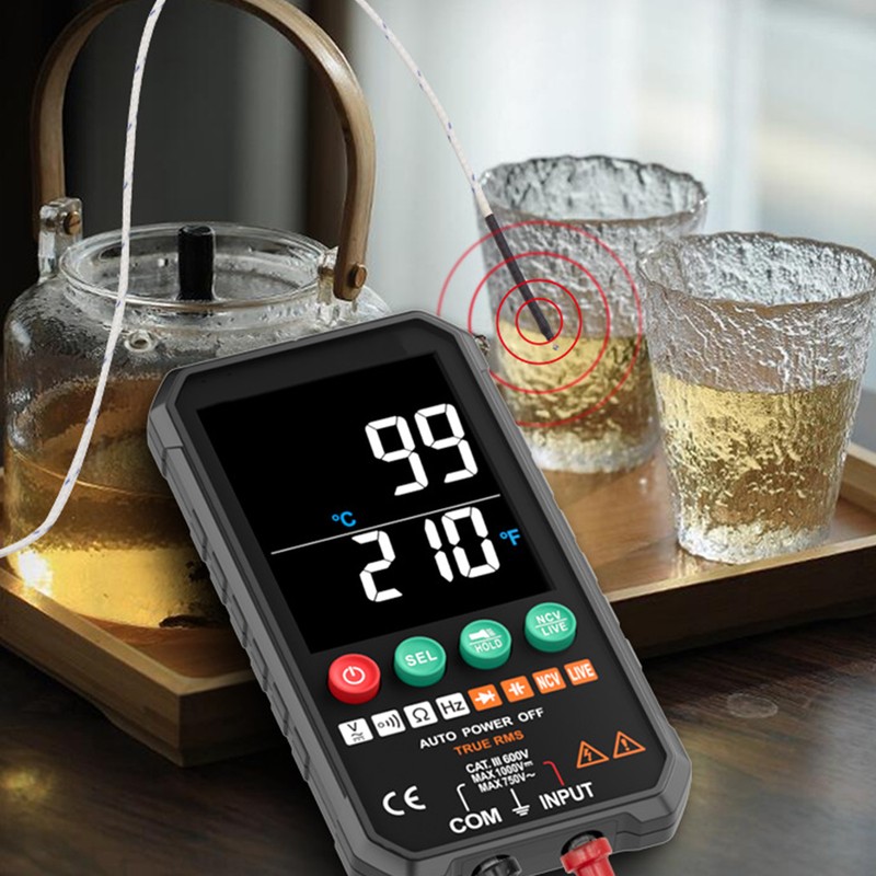 Multimeter Intelligent Counting Touch Screen Voltmeter with Temperature Test LCD