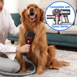 Kodahome Pet Shedding Brush Kit Compatible with Dyson V15 V11 V10 V8 V7 V6, Vacuum Attachment as Cat and Dog Hair Grooming Brush with 3.3ft Extension Hose plus Converting Adaptor