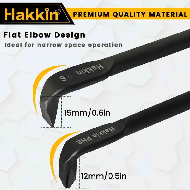 Hakkin Offset Screwdriver 3Pcs Right Angle Screwdriver Set S2 Steel