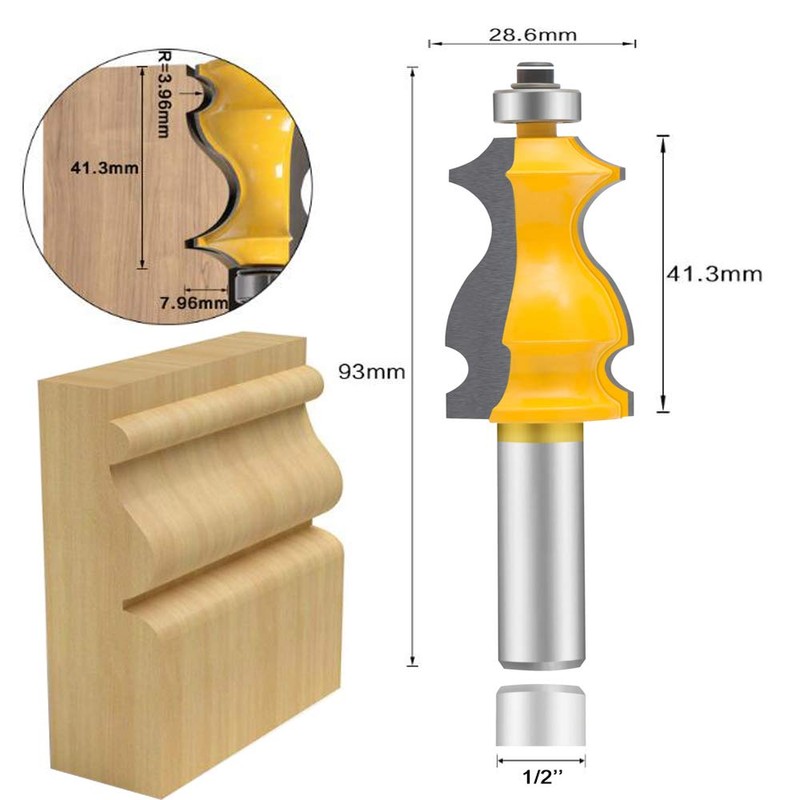 LEATBUY 1/2 Inch Shank Architectural Molding Router Bit Set 5