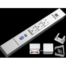 12” Hardwired Power Strip (NO Power Cord), 3 Vertical Tamper Resistant Outlets, NO Ears (Without mounting tabs on Both Ends), 15A (NOT a 20 Amp Unit), with ALCI and USB, White