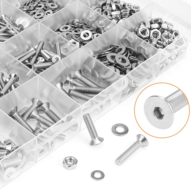HELIFOUNER 1280 Pieces M2 M2.5 M3 M4 304 Stainless Steel