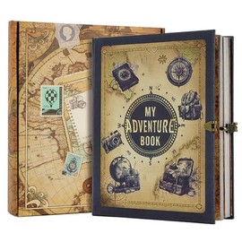 My Adventure Book Scrapbook Photo Album Retro Style Embossed Cover travel scrapbook couples scrapbook For Couples,Memory Book For Anniversary Wedding,Valentines Day Gifts(Blue)