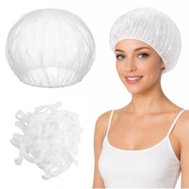 Gorro de Ducha Desechable 100 Unidades, Plástico Transparente de 60cm, Impermeable para Proteger el Cabello en Baños, Spas, Peluquería, Tinte y Tratamientos Capilares, Multiusos para Hogar y Viajes