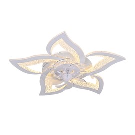 Modern Low Profile Ceiling Fan with Light, Dimmable LED Flower Shape Lamp with Remote, 6-Speed Fixture for Bedroom, Living RoomLamp Power(W): 60, Color: White, Emitting Color: Dimmable