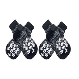 Anti-Slip Dog Socks with Grips | Double-Sided Traction Control for Indoor Use | Dog Paw Protectors for Small, Medium, Large Dogs | Prevent Licking | Beige Color | Comfortable Fit（Gradient black）