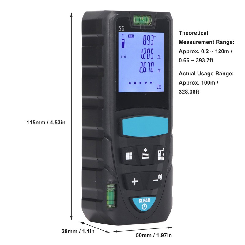 Distance Measure 100m Distance Meter Digital Display with Bubble Level