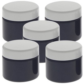 5 Purple Glass Jars 100 ml with White Lid Kosmetex Cosmetic Jar, Ointment Jar, Cream Jar, 5x Lid White