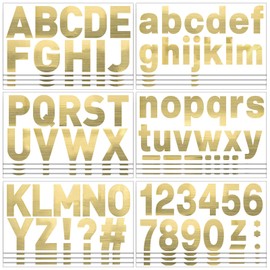 Chinco 232 Pieces 24 Sheets Letter Stickers Large Bulletin Board Letters for Classroom Poster Stickers Alphabet Label 2.5 Inch Self Adhesive Numbers for Classroom(Letter, Number,Gold)