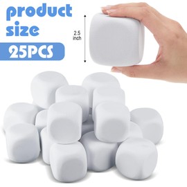 Deekin 25 Pcs Back to School 2.5 Inch White Blank Dice EVA Foam Dice Graffiti Foam Blocks for Crafting Game Counting Creative Painting Modeling Art Project Floral Arrangement Party Supplies