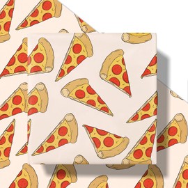 RUSPEPA Funny Pizza Wrapping Paper Roll for Teens Kids Food Lovers, Mini Roll, Delicious Pepperoni Slice Design Gift Wrap Paper for Birthday, Pizza Party, Gag Gifts, 17 Inches x 16.4 Feet