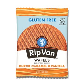 Rip Van Wafels Gluten-Free Stroopwafel - Dutch Caramel & Vanilla Stroopwafels - Healthy Gluten Free Snacks - Non-GMO Snacks - Low Sugar (6g) - Low Calorie Snack - 12 Count