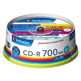 三菱化学メディア Verbatim CD-R 700MB 1回記録用 48倍速 スピンドルケース 25枚パック ワイド印刷対応 ホワイトレーベル SR80FP25V1