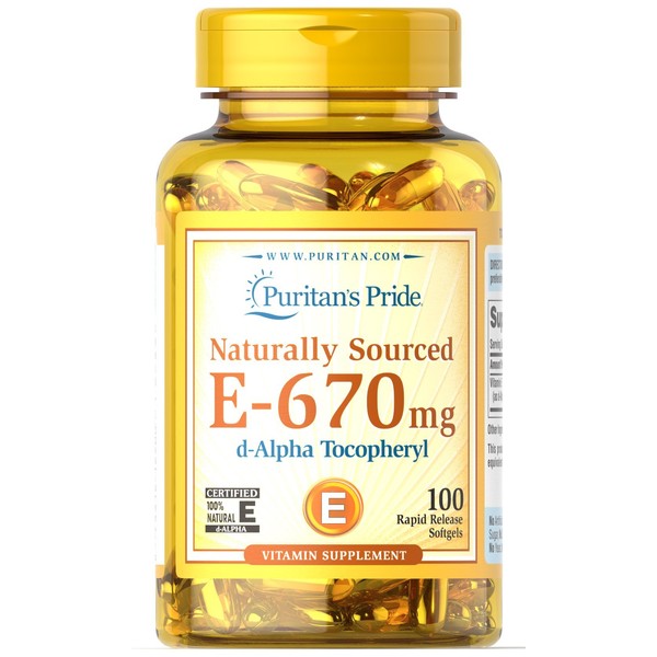 Puritans Pride Vitamin E-100% 1000 Iu Natural-100 Softgels, 100 Count (Package May Vary)
