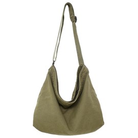 Aquamie Canvas Shoulder Tote Crossbody Messenger Bag Large Capacity Cloth Thick Zipper, green (moss green)