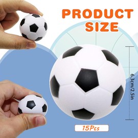 Pack of 15 Mini Sports Balls, 6.3 cm Anti-Stress Ball, Mini Football, Mini Foam Stress Relief Balls, Foam Balls, Stress Relief Toy, Anti-Stress Toy Balls, Football Stress Balls for Children and Adults