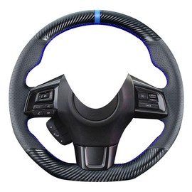 Kivnto Funda de volante de fibra de carbono para Subaru WRX STI y Levorg 2015 2016 2017 2018 2019 / STI S209 2019 15 pulgadas Accesorios interiores de piel