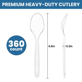[360 Count] Clear Plastic Spoons Disposable Plastic Spoons Bulk Durable Plastic Silverware Disposable Plastic Utensils Spoons Heat Resistant Durable Plastic Cutlery for Parties Birthday Wedding ﻿