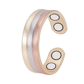 Men's and Women's Copper Bracelet Ring, Tri-Color Magnetic Ring Adjustable Magnetic Bracelet, Magnetic Wristband for Family and Friends (CPR-0950-1)