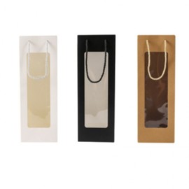 Transparent Window Wine Paper Gift Bag for Storage & Transport Storage Black 5ea
