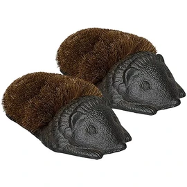 Esschert Design Cast Iron Small Hedgehog Boot Brushes, Pack of 2