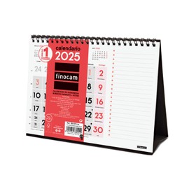Finocam - Neutral Desktop Calendar Large Numbers + Notes 2025 Month View January 2025 - December 2025 (12 months) Spanish