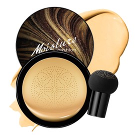 Mushroom Head Air Cushion CC Cream for Women Skin Concealer Brighten Long-Lasting Face Makeup Gold Packaging，Easy To Makeup (Buff Beige)