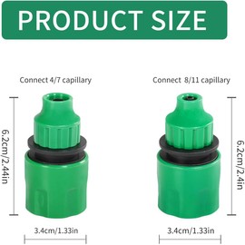 Pack of 6 Irrigation Hose, Plastic Hose Connector, Hose Adapter, Garden Hose Accessories for 4/7 mm - 8/11 mm Micro Hose Pipe Garden Watering System (Green)