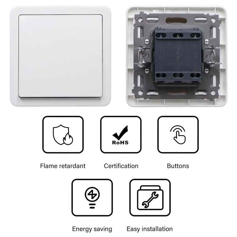 GOIYZTTR Flush-Mounted On/Off Switch Toggle Switch Light Switch All-in-One White