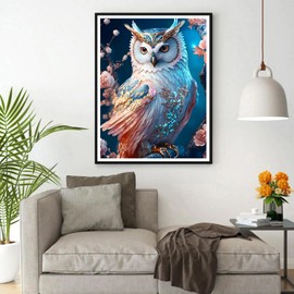 DPHERO 5D Owl Diamond Painting Kits for Adults, Diamond Art Kits for Beginners,Round Full Drill Owl Diamond Painting Art,DIY Paint with Diamonds Flowres Gem Painting Art 12x16 inch